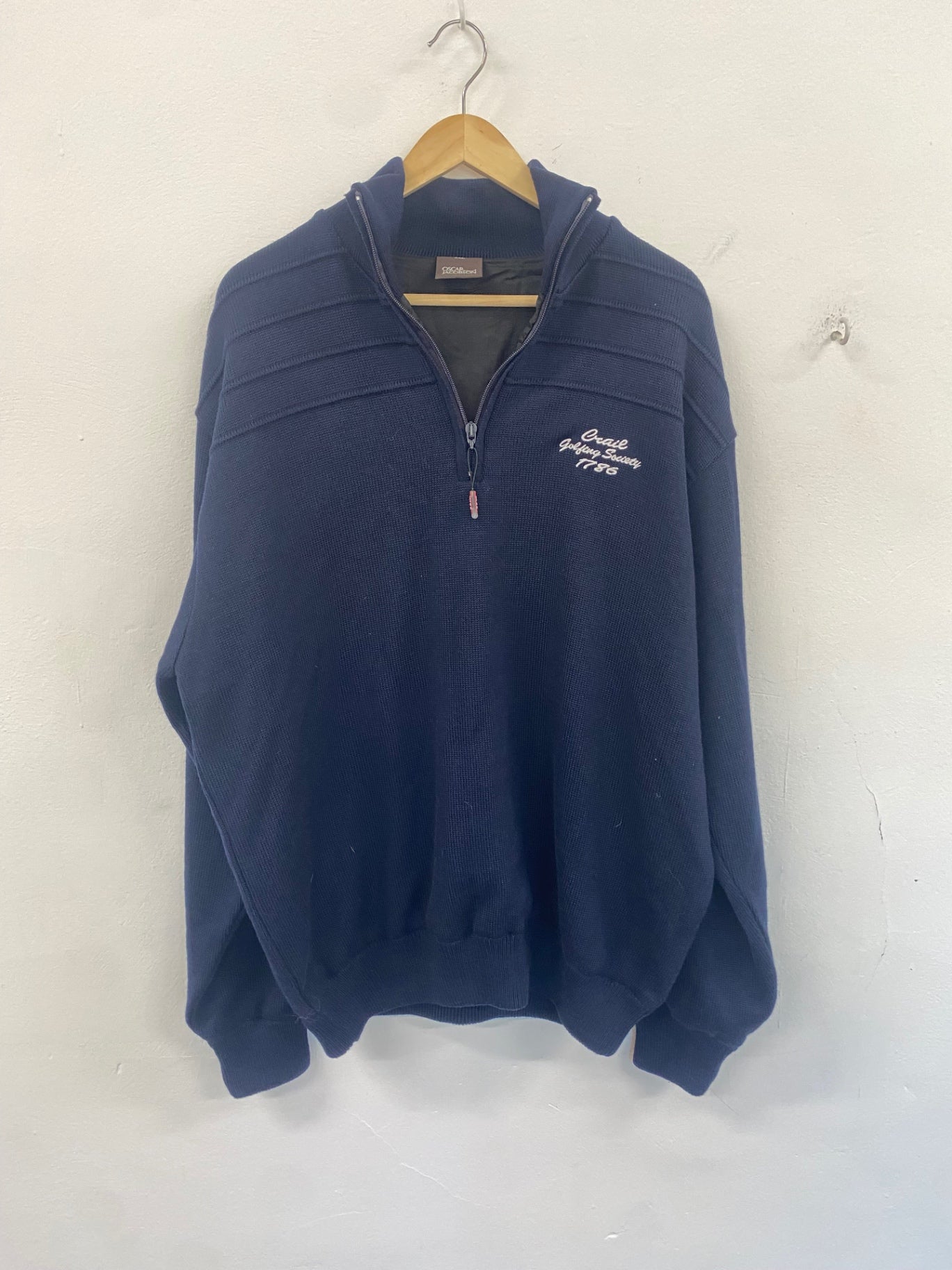 Fabulous Oscar Jacobson 1/2 zip jumper Orson golf windproof XXL Navy blue