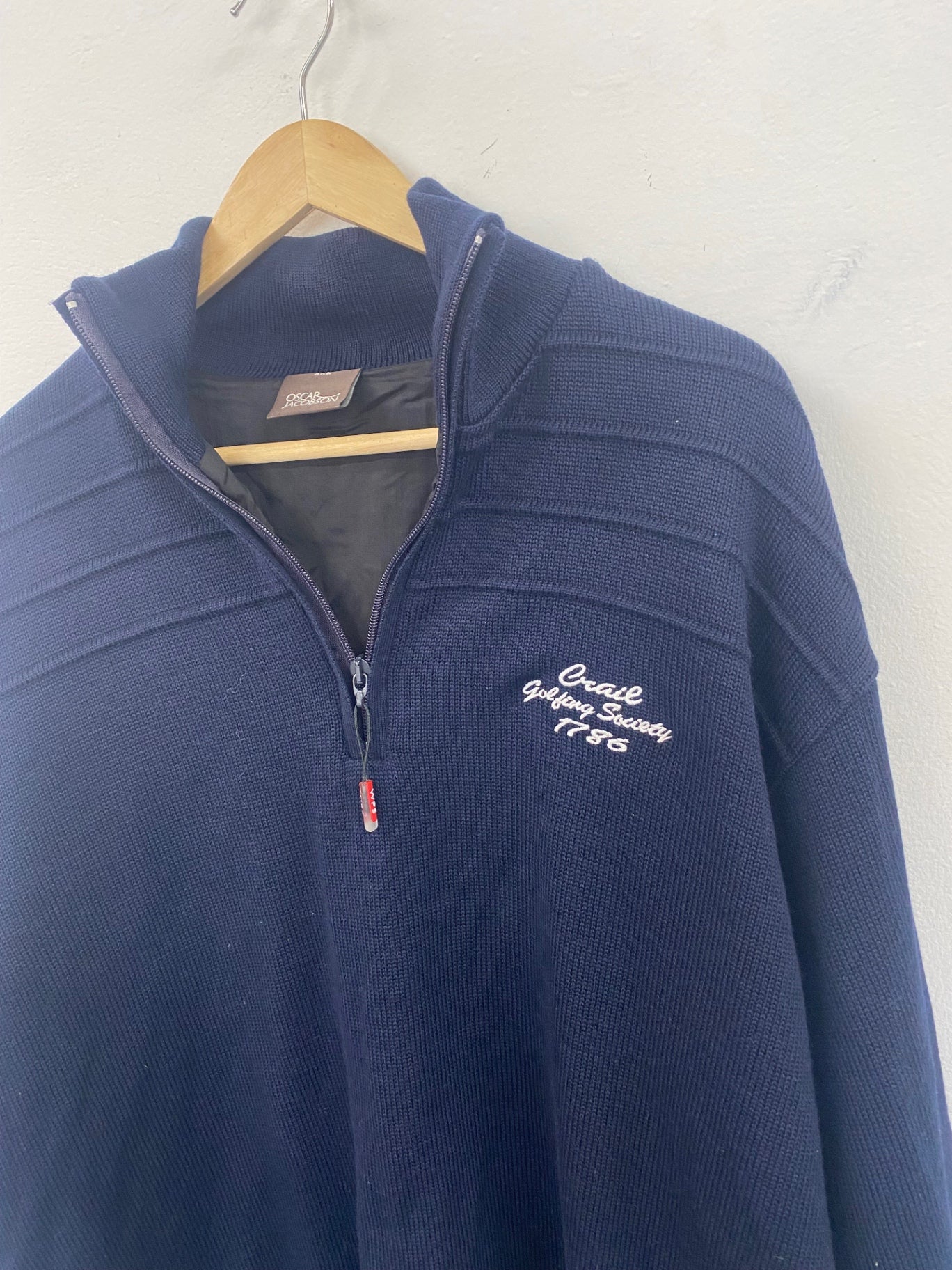 Fabulous Oscar Jacobson 1/2 zip jumper Orson golf windproof XXL Navy blue