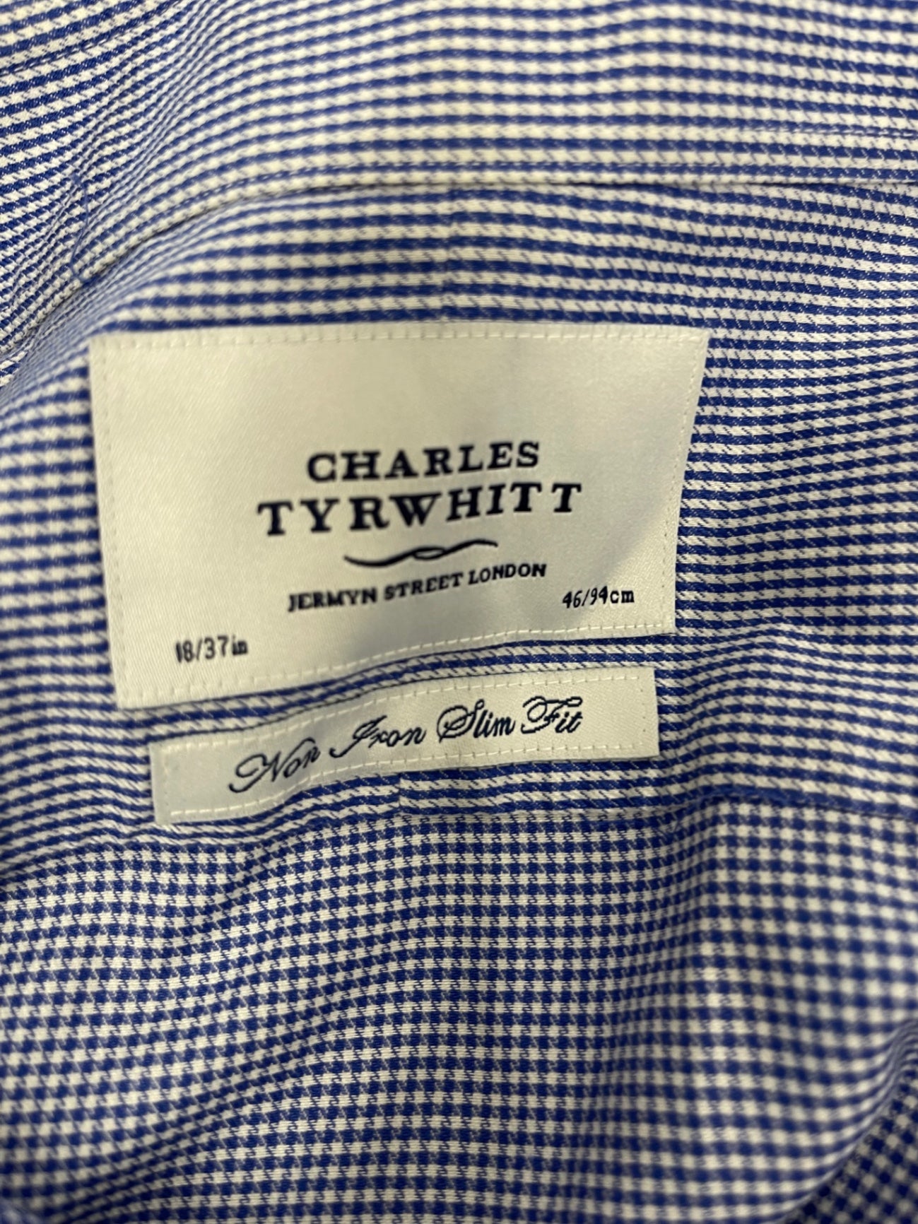 Fabulous Charles Tyrwhitt Non iron slim fit Shirt 18” Blue ES609