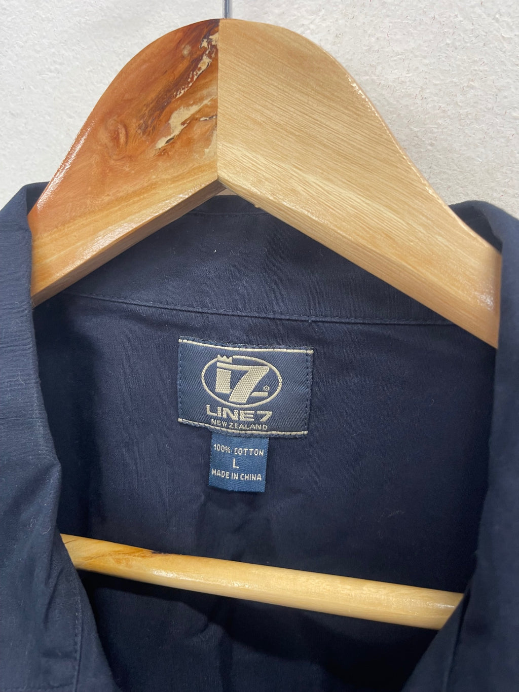 Fabulous LINE7 golf Shirt L Navy pure cotton ES609