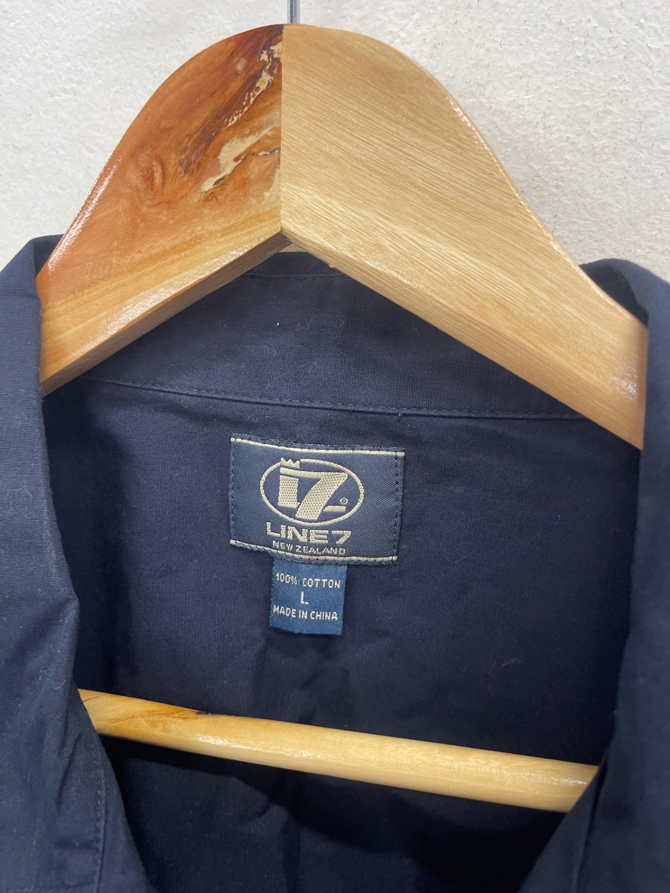 Fabulous LINE7 golf Shirt L Navy pure cotton ES609