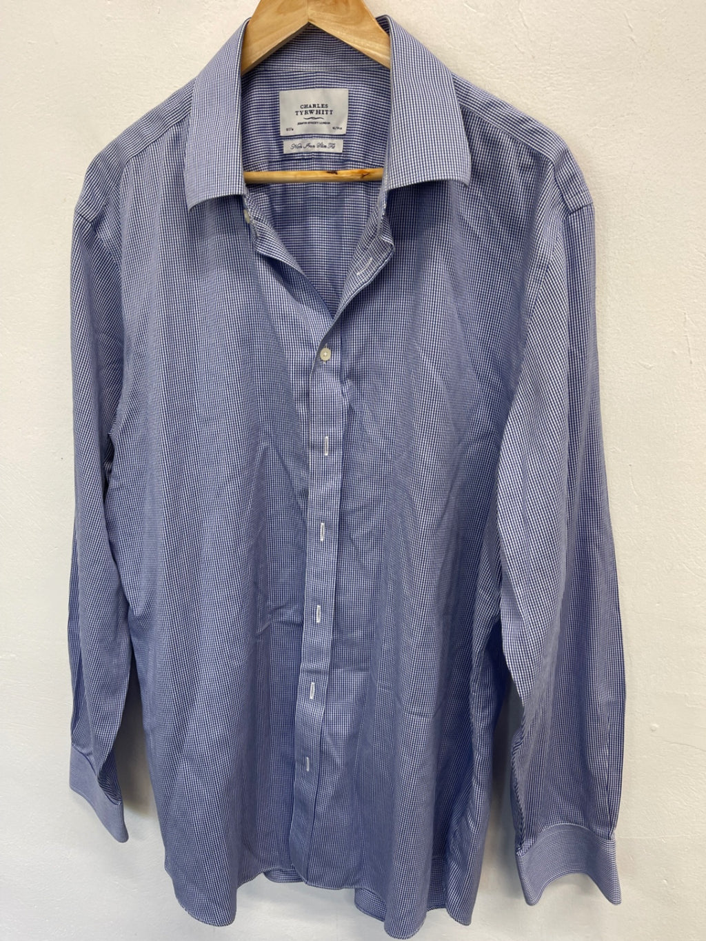 Fabulous Charles Tyrwhitt Non iron slim fit Shirt 18” Blue ES609