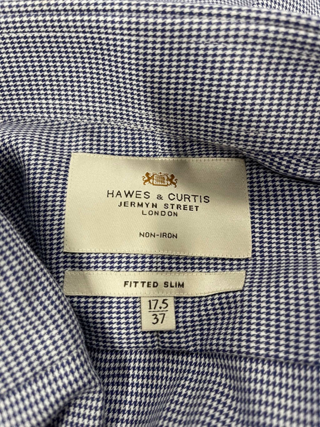 Fabulous Hawes & curtis checked fitted slim Shirt 17.5" Blue ES609