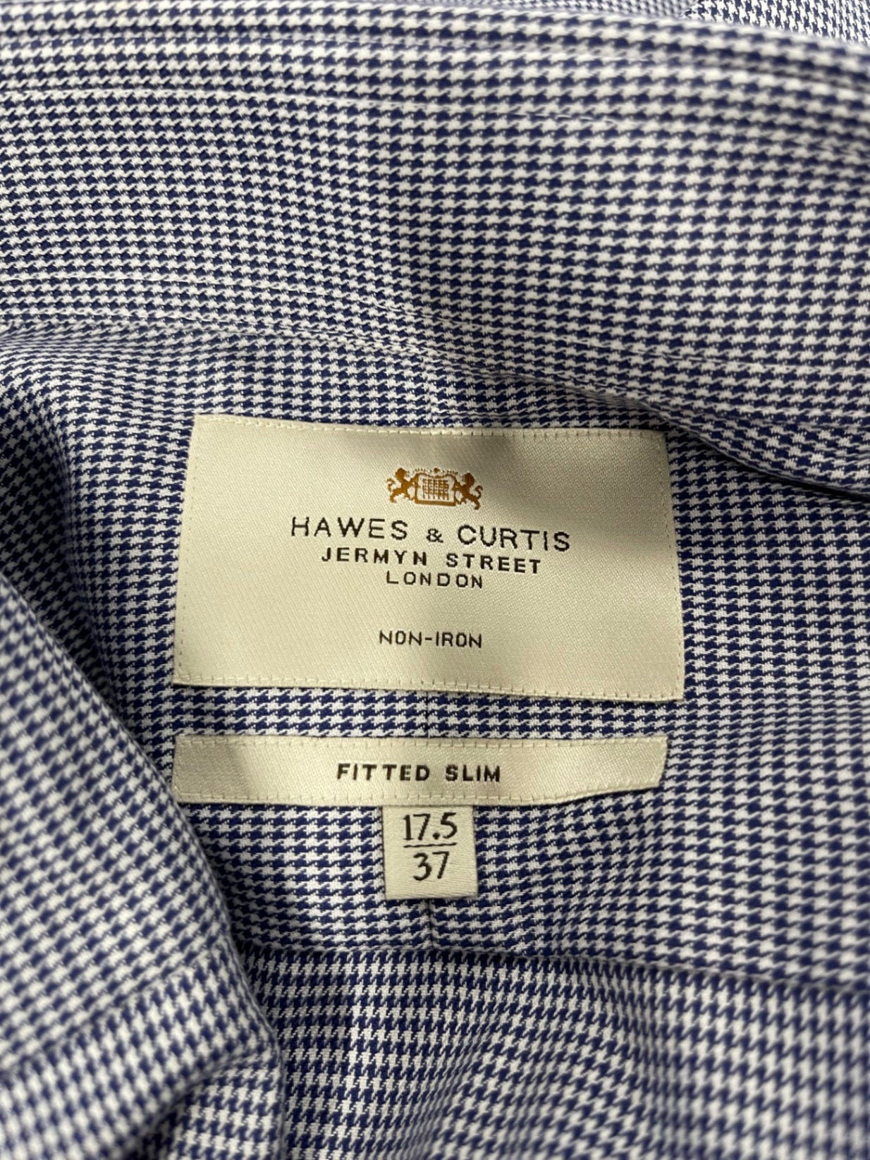 Fabulous Hawes & curtis checked fitted slim Shirt 17.5" Blue ES609