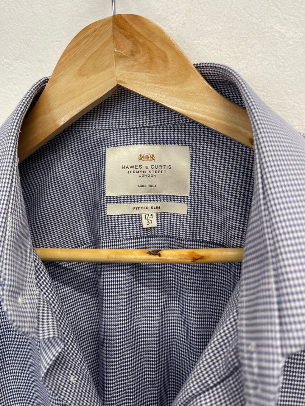 Fabulous Hawes & curtis checked fitted slim Shirt 17.5" Blue ES609