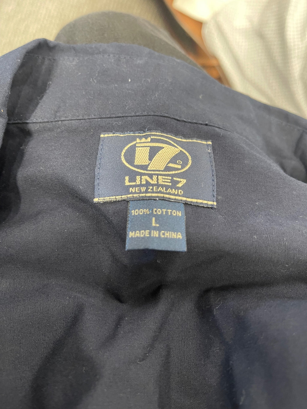 Fabulous LINE7 golf Shirt L Navy pure cotton ES609