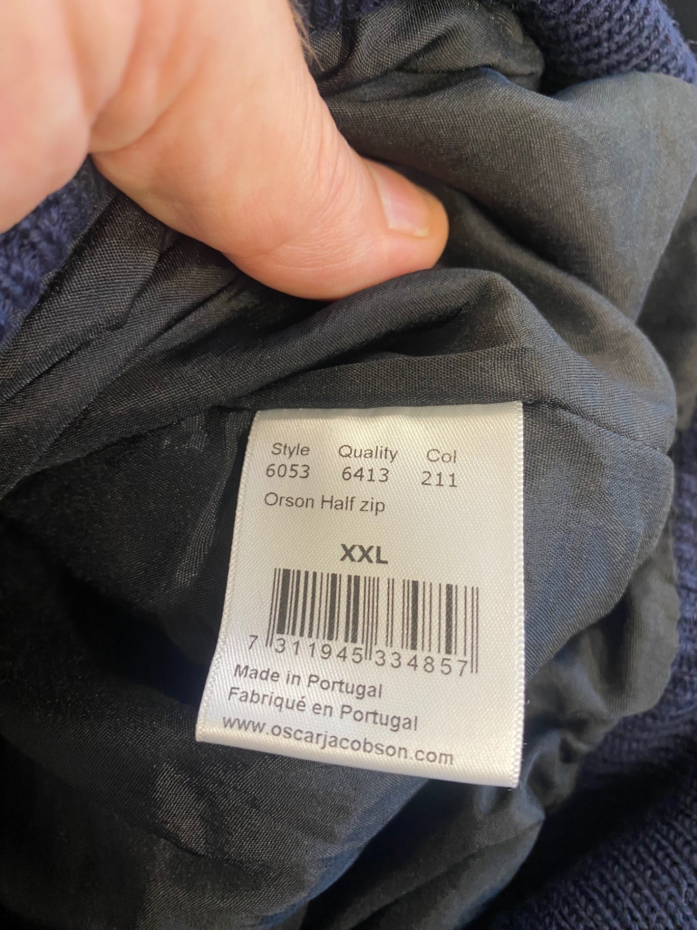 Fabulous Oscar Jacobson 1/2 zip jumper Orson golf windproof XXL Navy blue