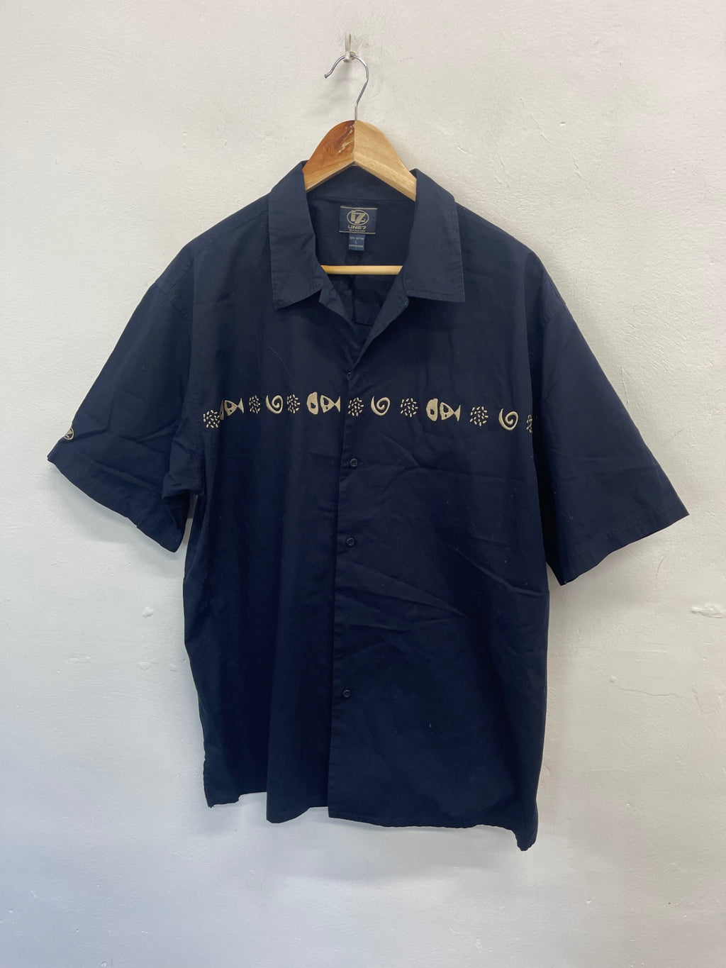 Fabulous LINE7 golf Shirt L Navy pure cotton ES609