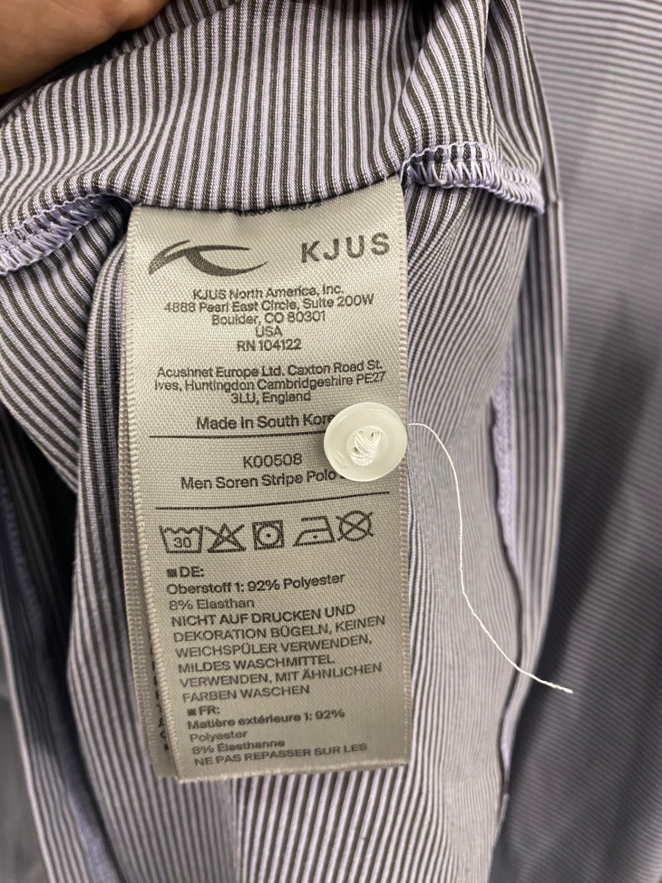 Fabulous KJUS Golf Shirt XL Gray lilac stripe Comfort fit ES609