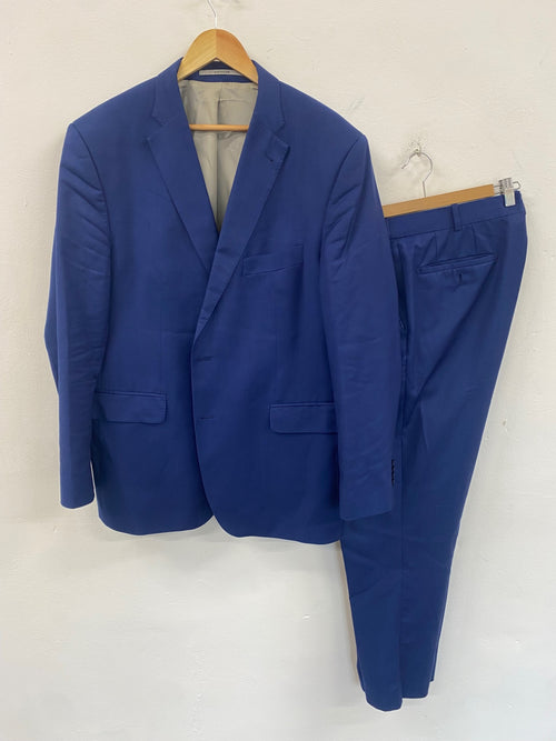 Fabulous Baumler Reda pure new wool Suit 46S Blue ES609