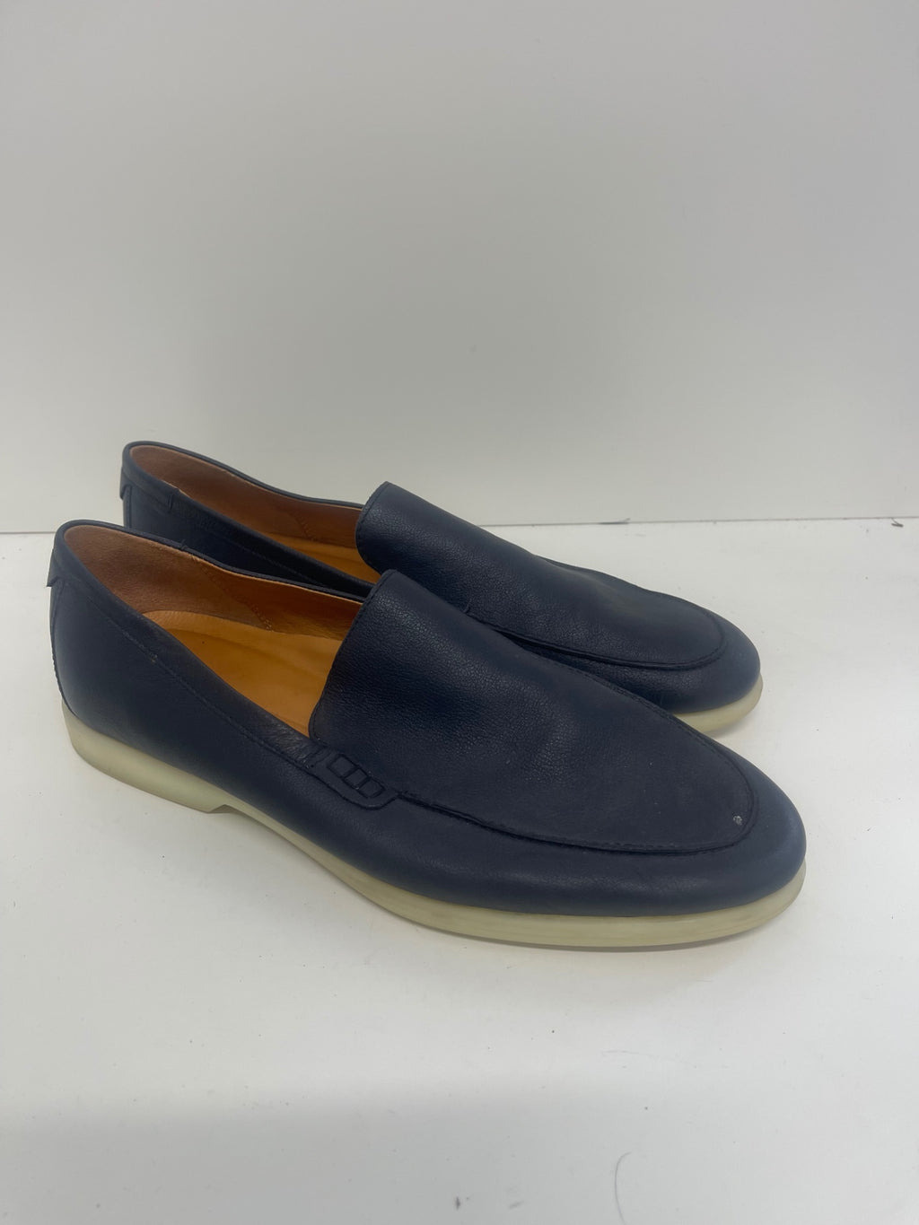 Fabulous ECCO leather boat loafers Uk11.5 navy blue ES609