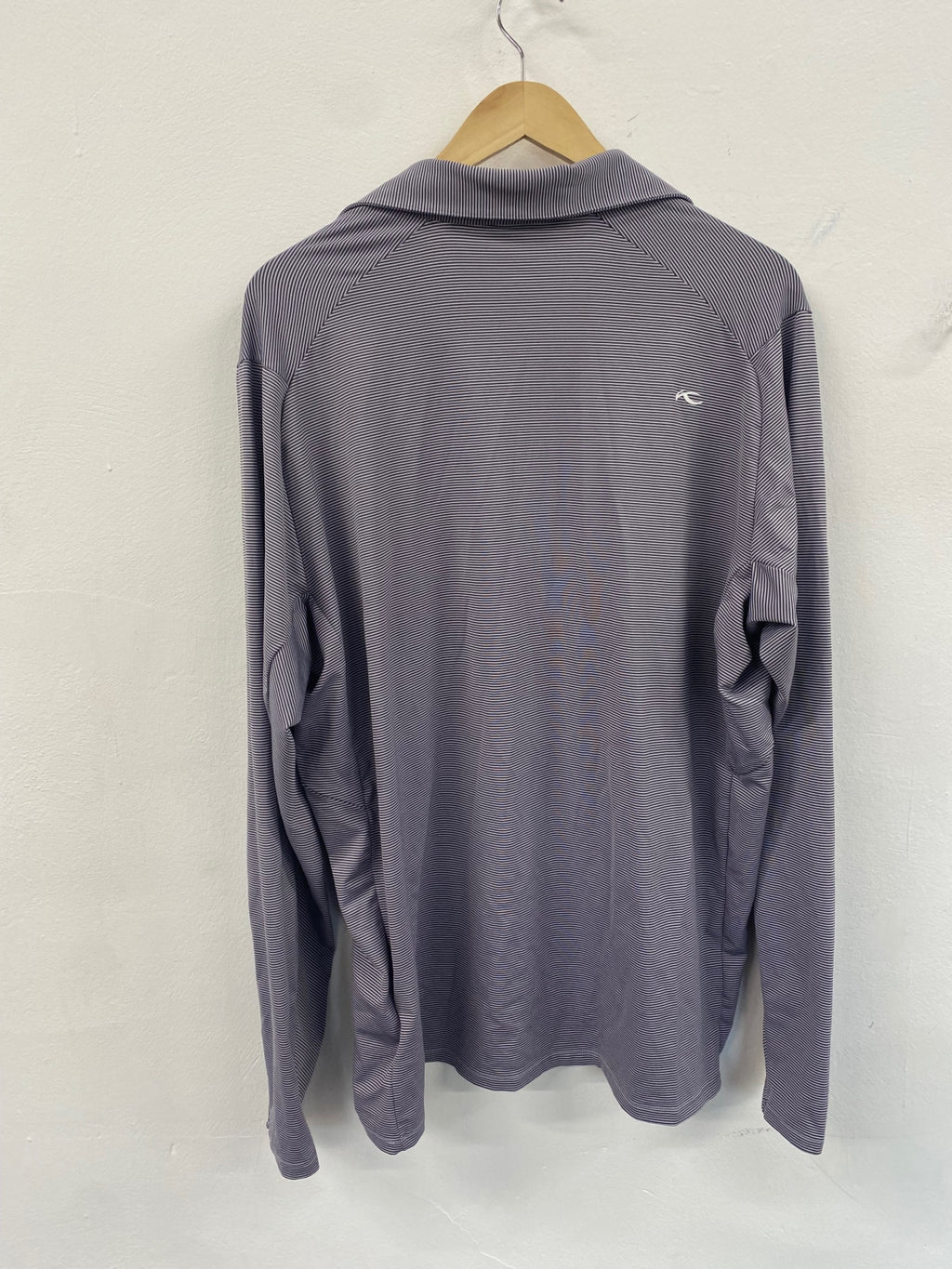 Fabulous KJUS Golf Shirt XL Gray lilac stripe Comfort fit ES609