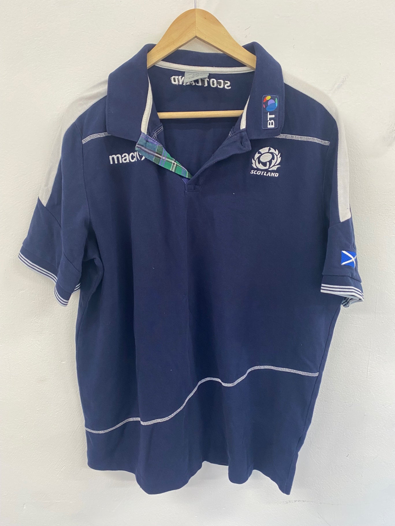 Classic Scotland Rugby Macron Supporters Polo Shirt XXL Navy SRU ES609