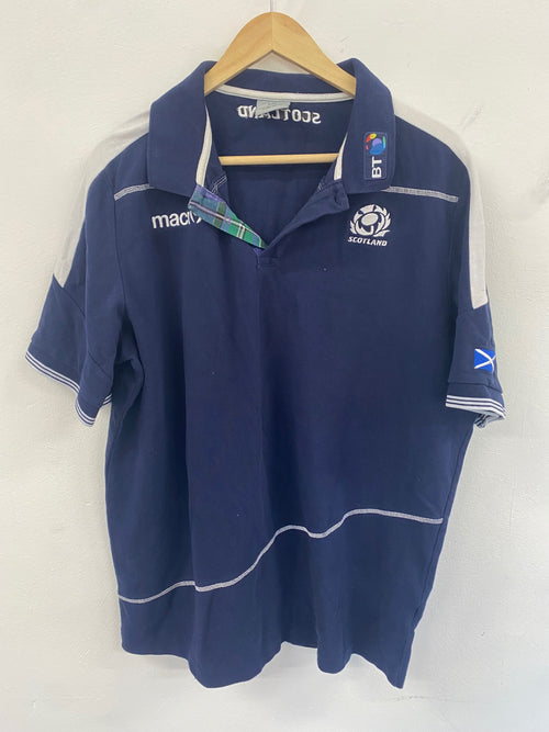 Classic Scotland Rugby Macron Supporters Polo Shirt XXL Navy SRU ES609