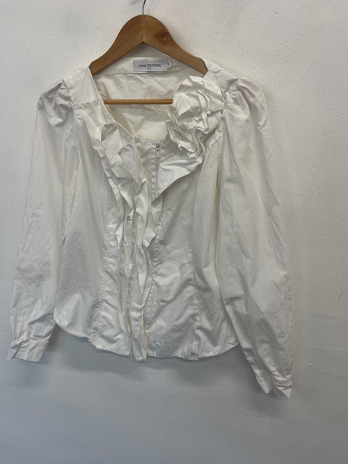 Fabulous ANNE FONTAINE zip stunning Shirt uk16 White KW605