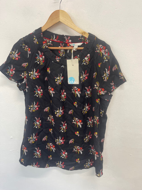 Fabulous Boden oriental silk blend Blouse uk14 Black JG589