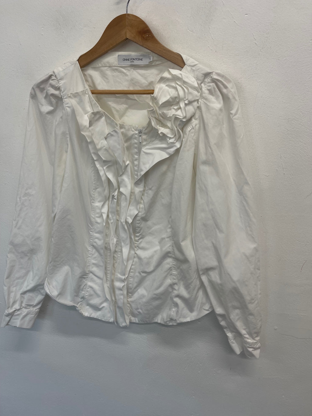 Fabulous ANNE FONTAINE zip stunning Shirt uk16 White KW605
