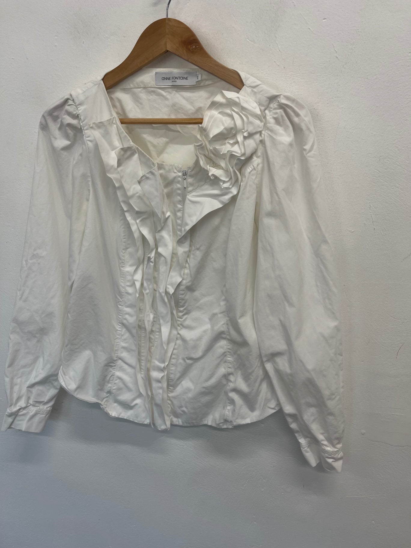 Fabulous ANNE FONTAINE zip stunning Shirt uk16 White KW605