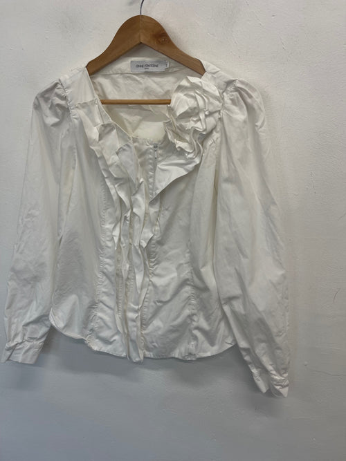 Fabulous ANNE FONTAINE zip stunning Shirt uk16 White KW605