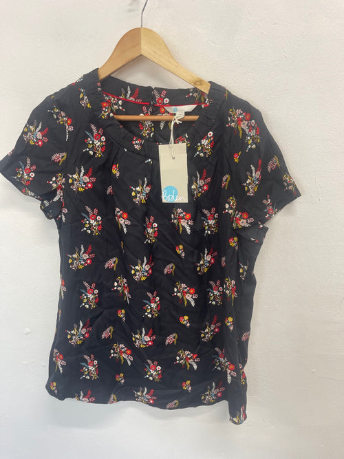 Fabulous Boden oriental silk blend Blouse uk14 Black JG589
