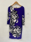 Gorgeous Joseph ribkoff floral dress purple black white wedding guest UK14 KW605