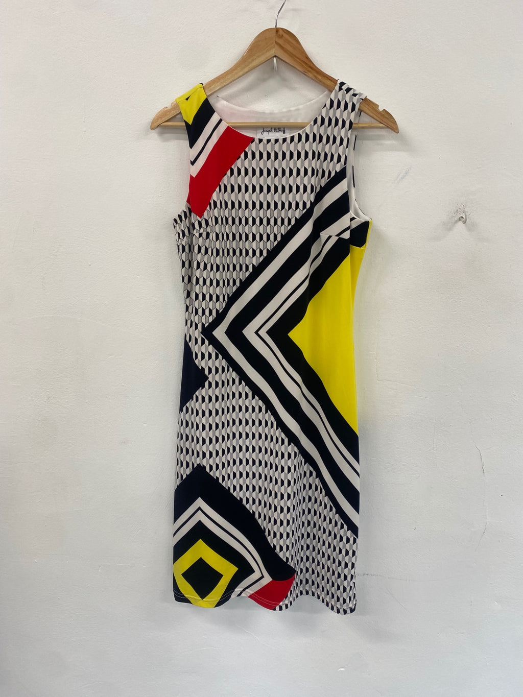 Fabulous Joseph Ribkoff geometric print dress wedding guest KW605