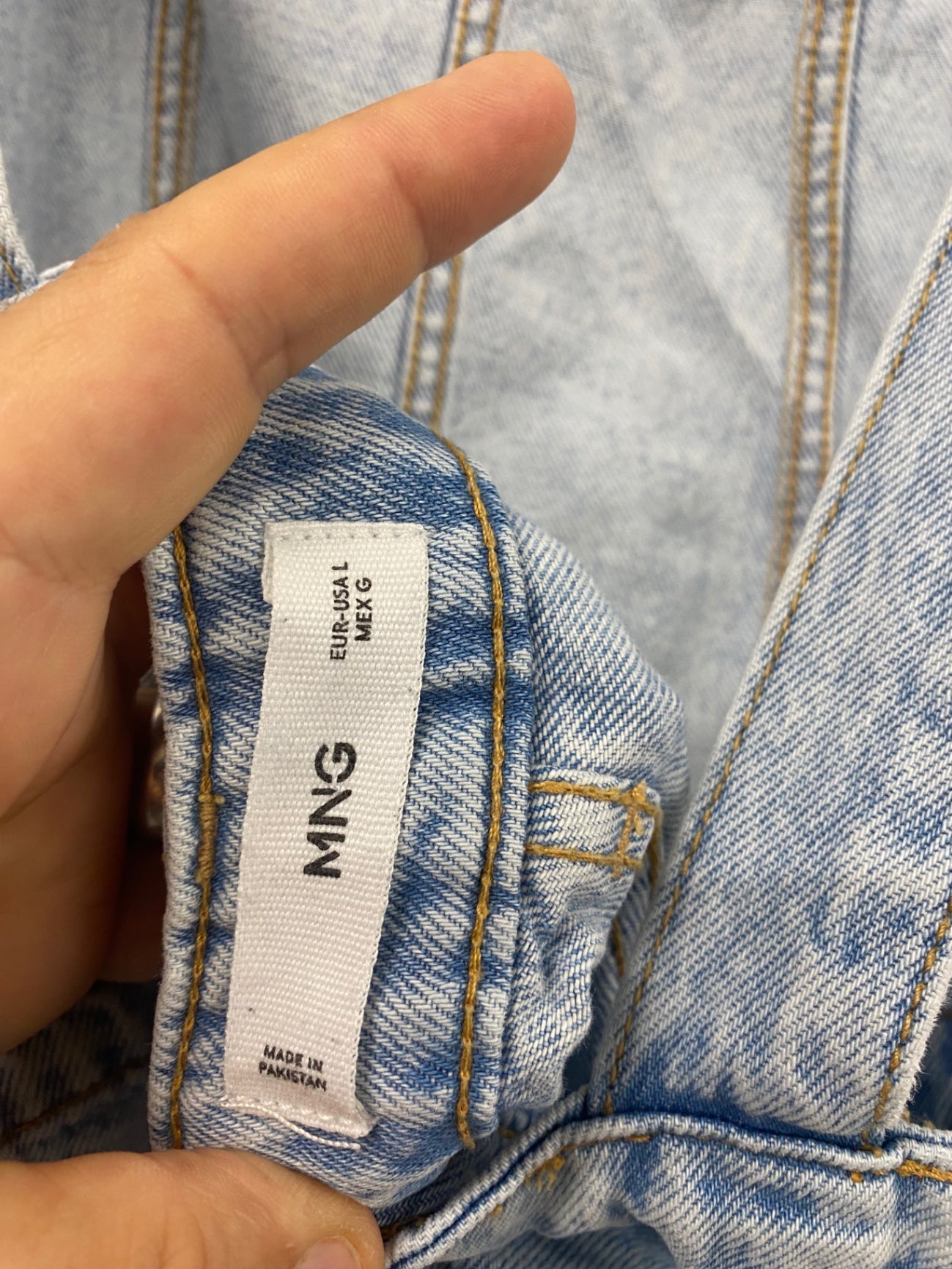 Fabulous Mango light wash denim dungarees L boho western chic SH599