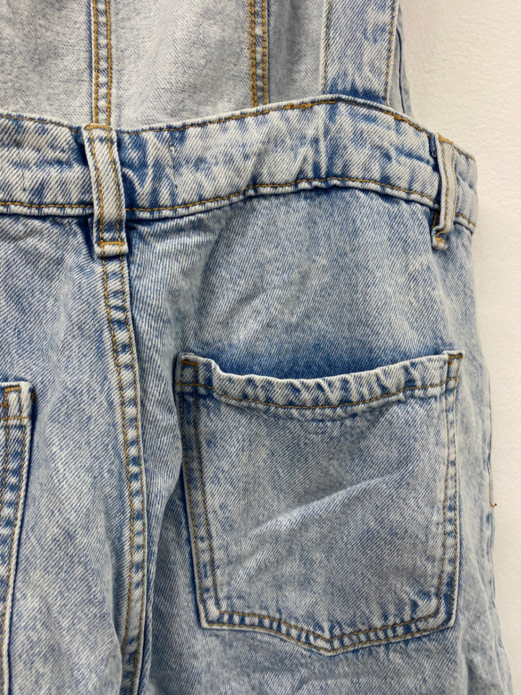 Fabulous Mango light wash denim dungarees L boho western chic SH599