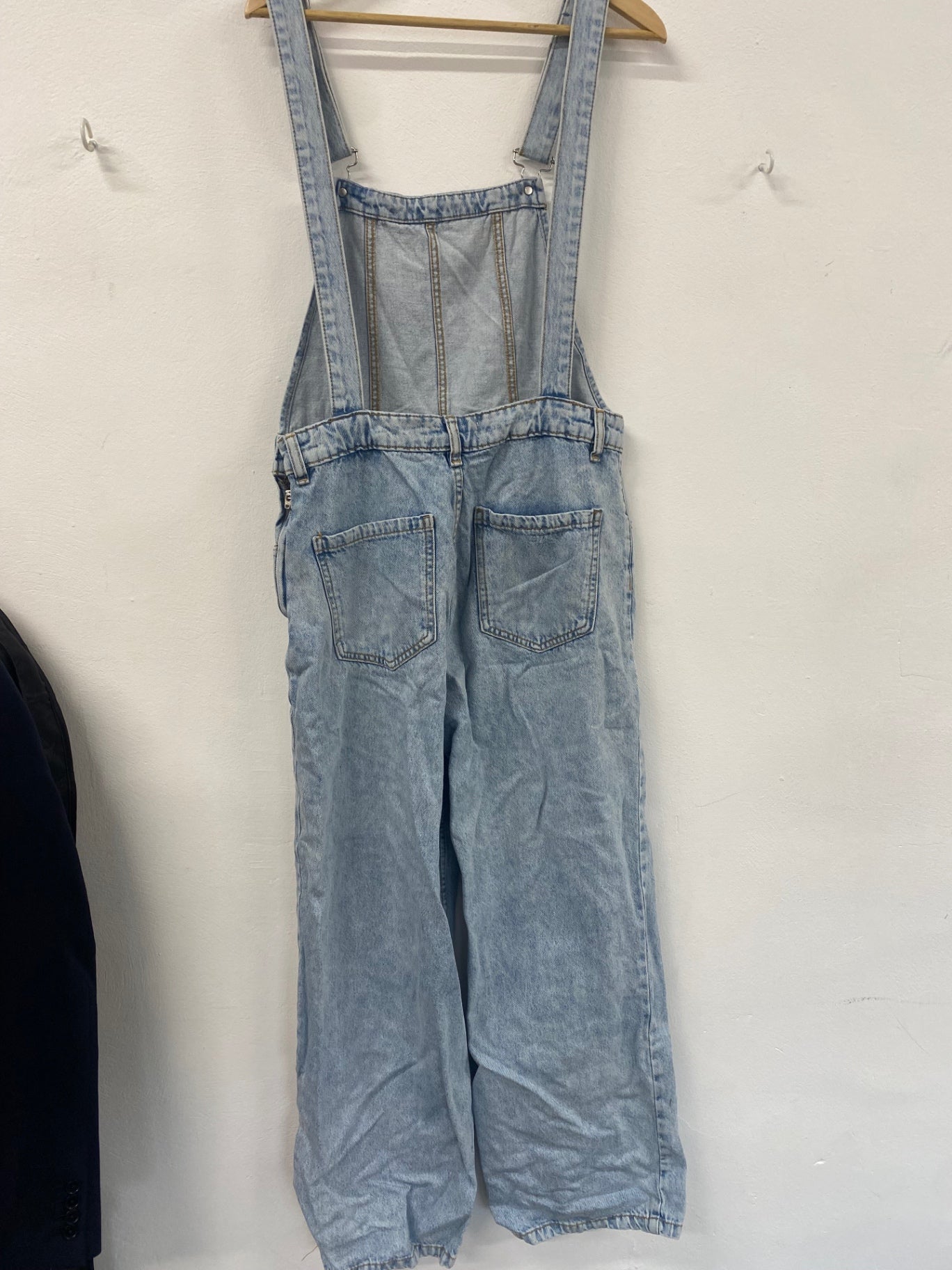 Fabulous Mango light wash denim dungarees L boho western chic SH599