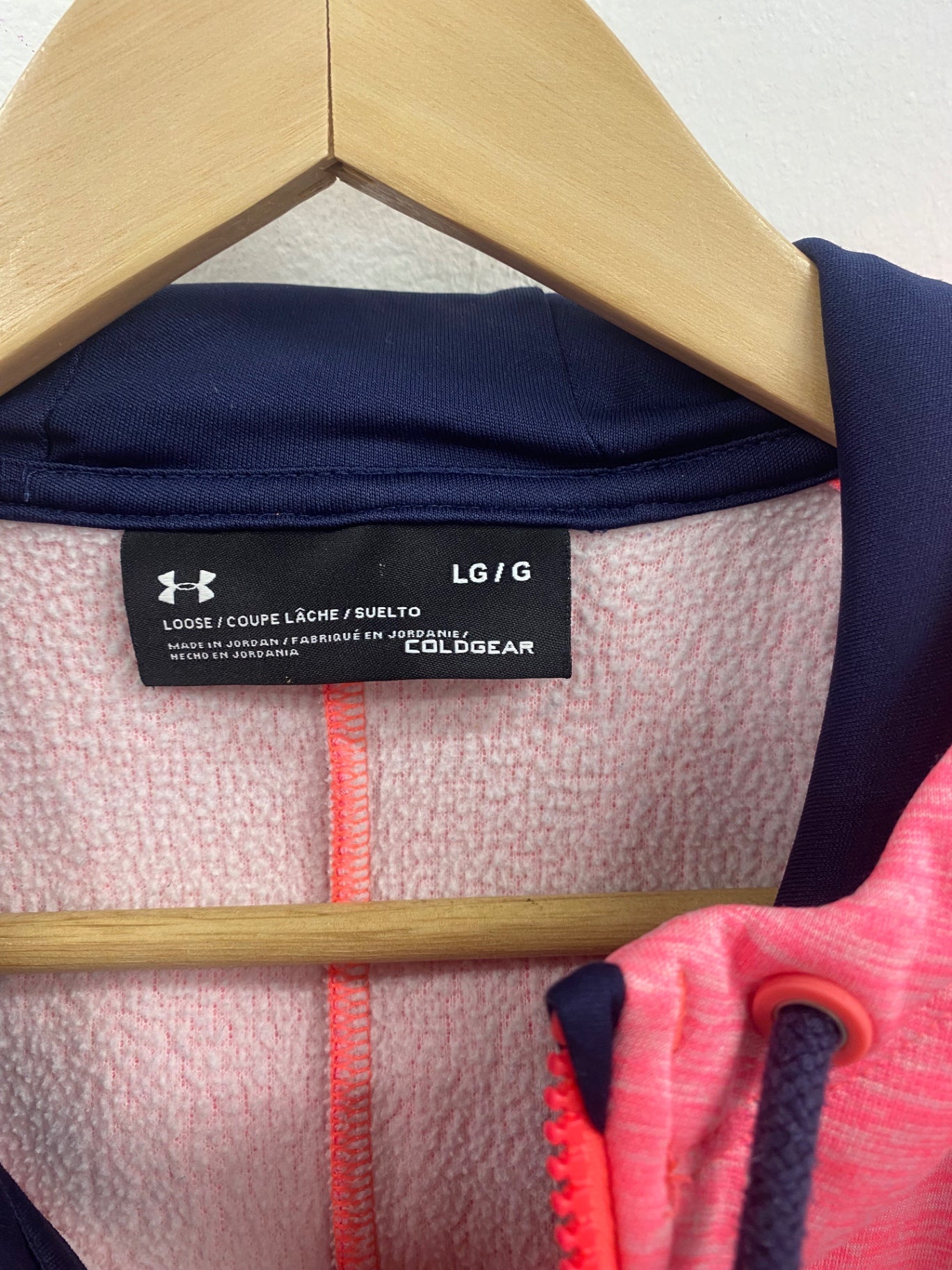 Fab Duo of Pink Under Armour hoodies L zipped ColdGear #1 HB598