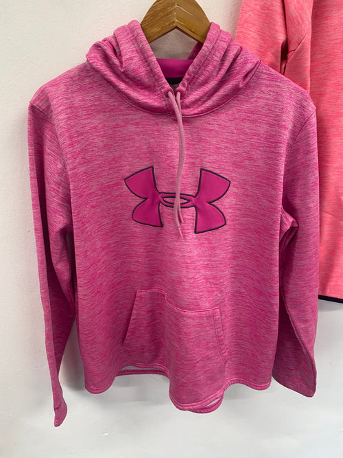 Fab Duo of Pink Under Armour hoodies L zipped ColdGear #1 HB598