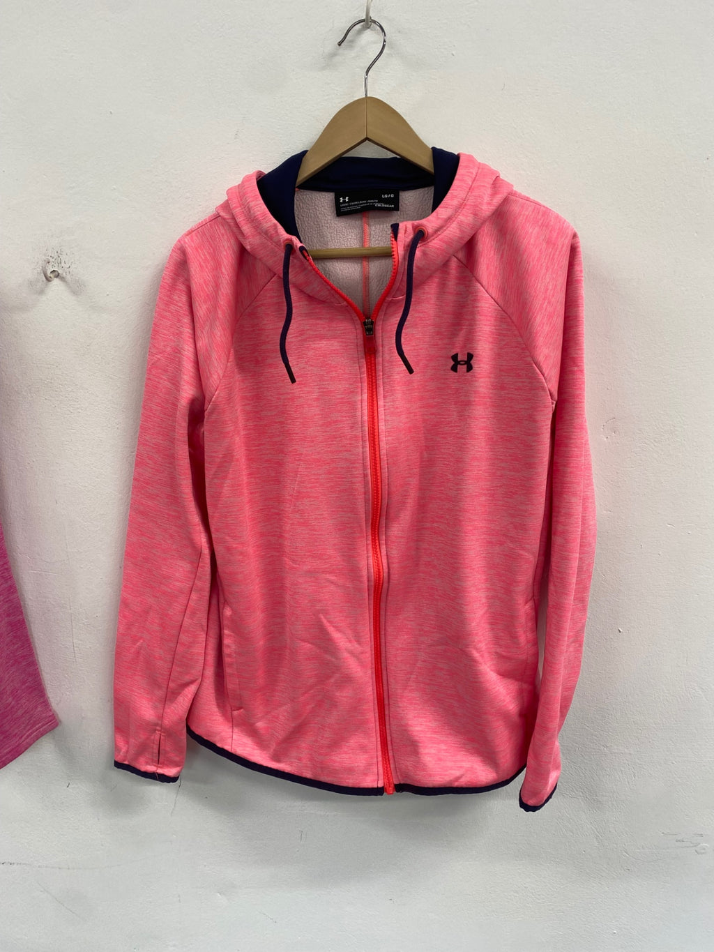 Fab Duo of Pink Under Armour hoodies L zipped ColdGear #1 HB598