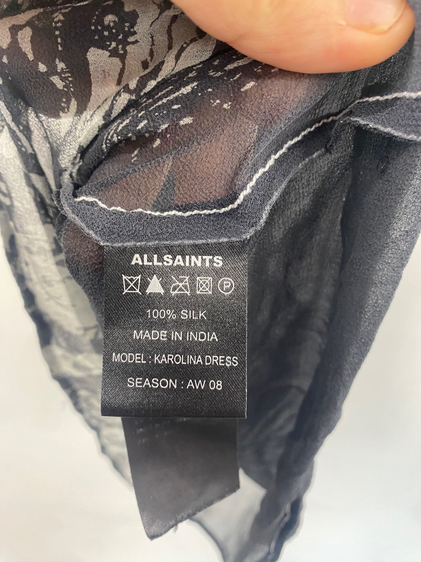 Stunning AllSaints Karolina Pure Silk dress sheer UK14 festival boho chic AE587