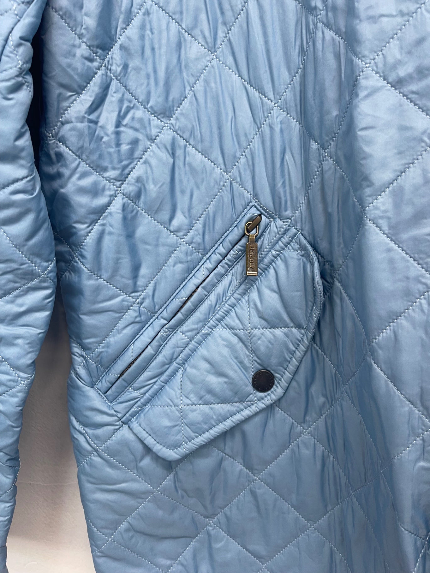 Fabulous Barbour flyweight Chelsea Quilted jacket L Blue La592