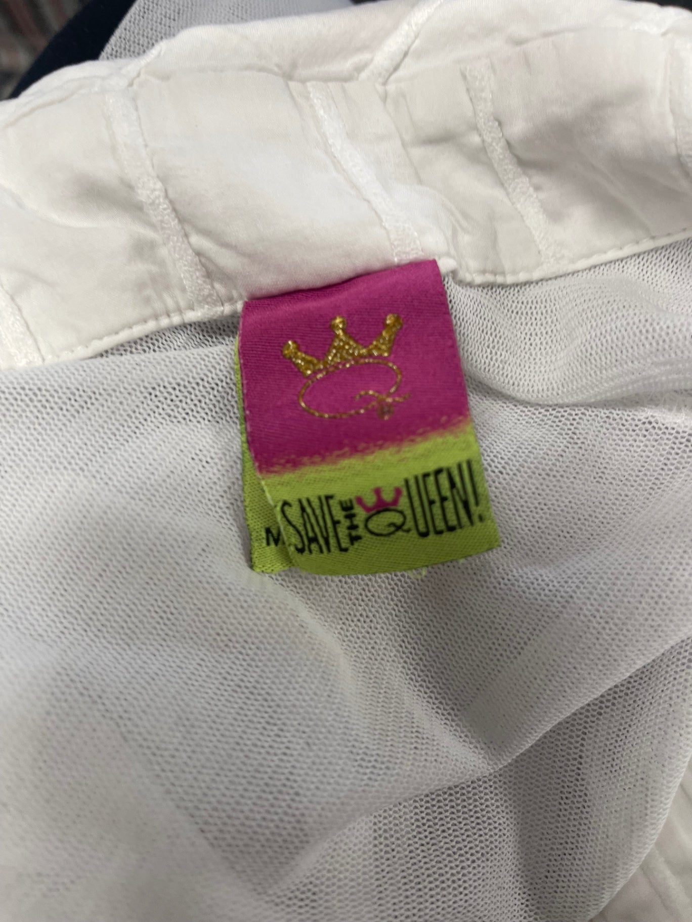 Fabulous The Queen Shirt sheer sleeves fun UKL White KW605