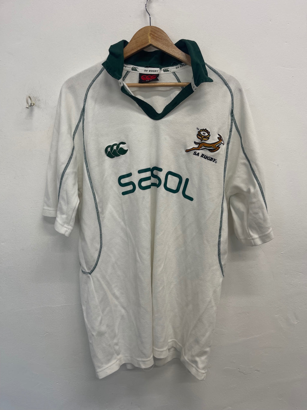 Fabulous Canterbury Jerseys South African Rugby Shirt XL White & Green ES609