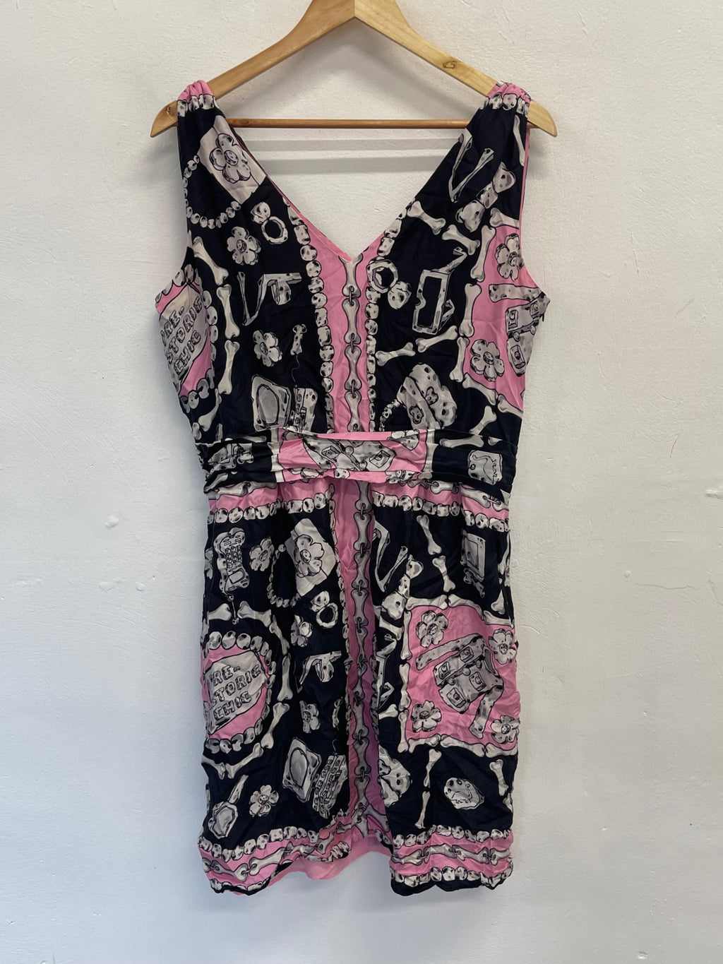 Fabulous Moschino Cheap & Chic prehistoric Silk chic Dress Uk14 Pink KW605