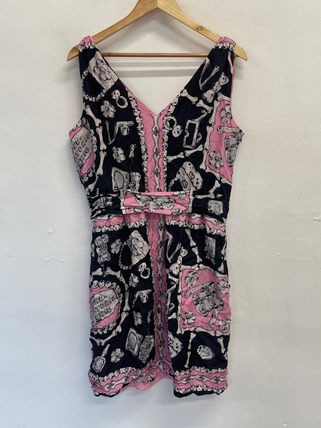 Fabulous Moschino Cheap & Chic prehistoric Silk chic Dress Uk14 Pink KW605