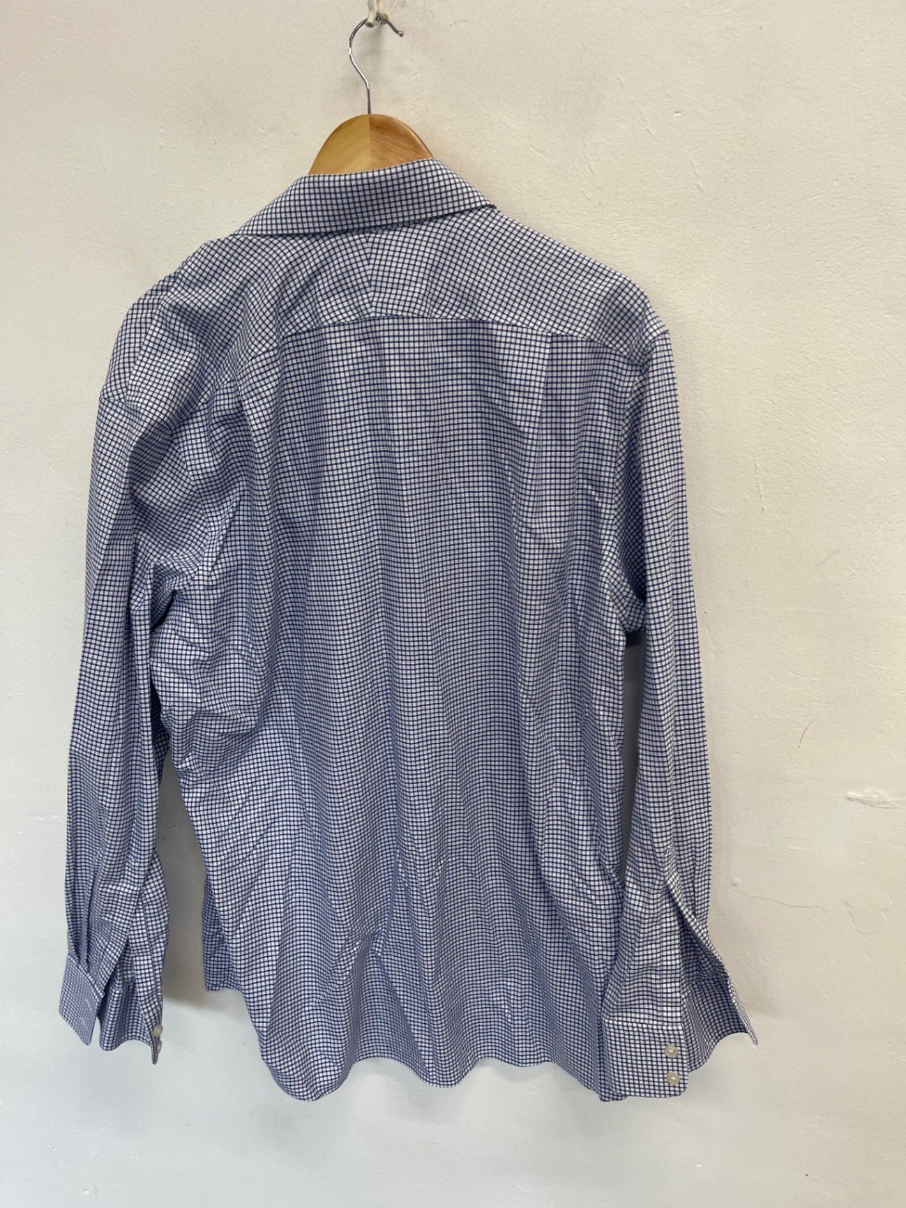 Fabulous Charles Tyrwhitt checked Shirt 17.5" Blue and White ES609