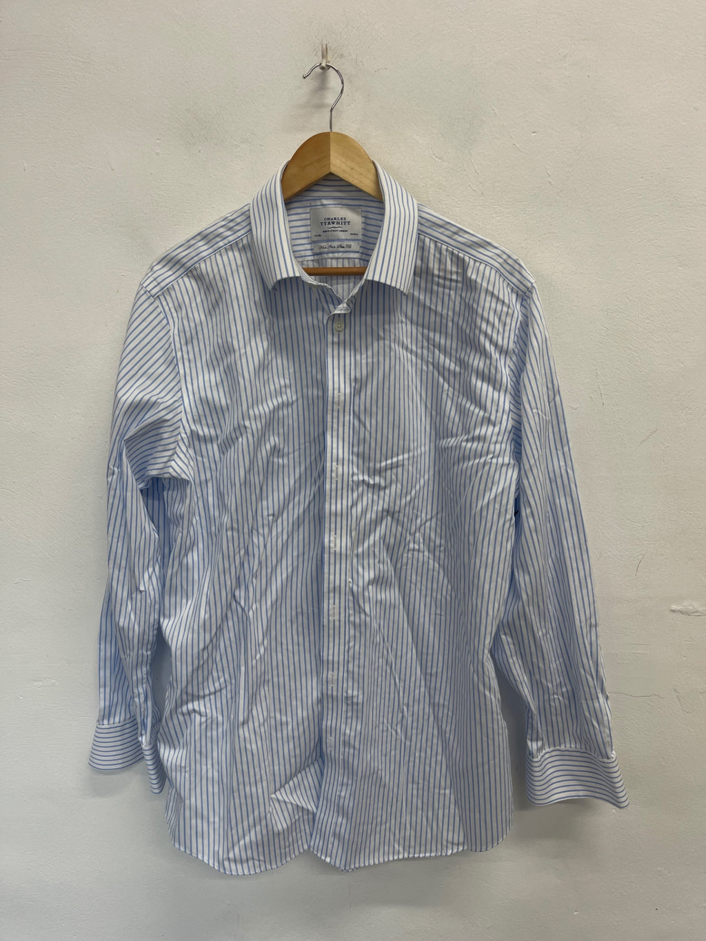 Fabulous Charles Tyrwitt striped classic Shirt 17.5" White & blue ES609