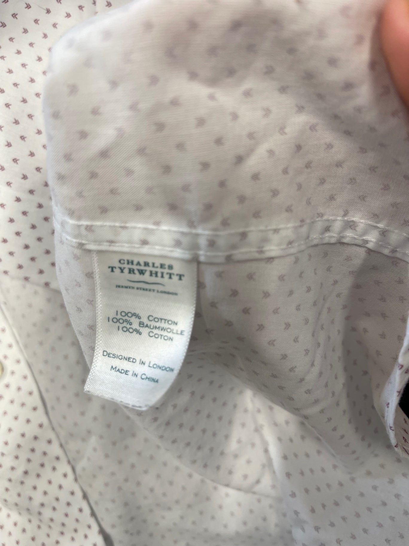 Fabulous Charles Tyrwhitt Shirt UK XXL White & burgundy ES609