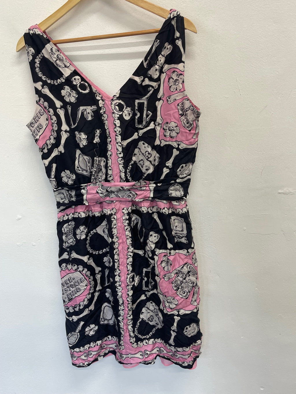 Fabulous Moschino Cheap & Chic prehistoric Silk chic Dress Uk14 Pink KW605