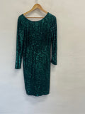 Fabulous HOBBS party sequin Dress uk16 Emerald Green KW605