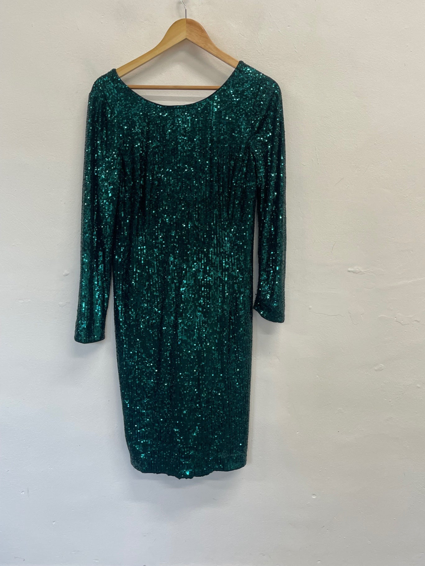 Fabulous HOBBS party sequin Dress uk16 Emerald Green KW605
