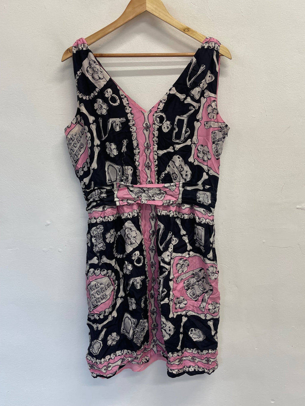 Fabulous Moschino Cheap & Chic prehistoric Silk chic Dress Uk14 Pink KW605