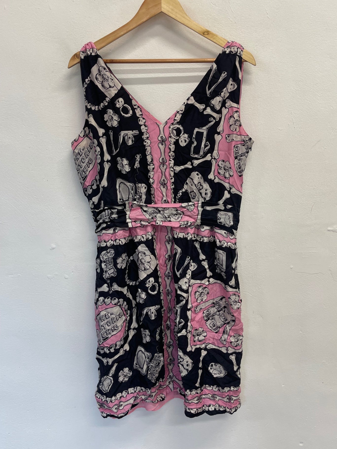 Fabulous Moschino Cheap & Chic prehistoric Silk chic Dress Uk14 Pink KW605
