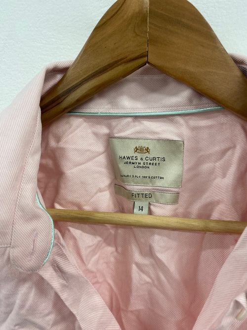 Classic Hawes & Curtis fitted Shirt UK14 Pink KW605