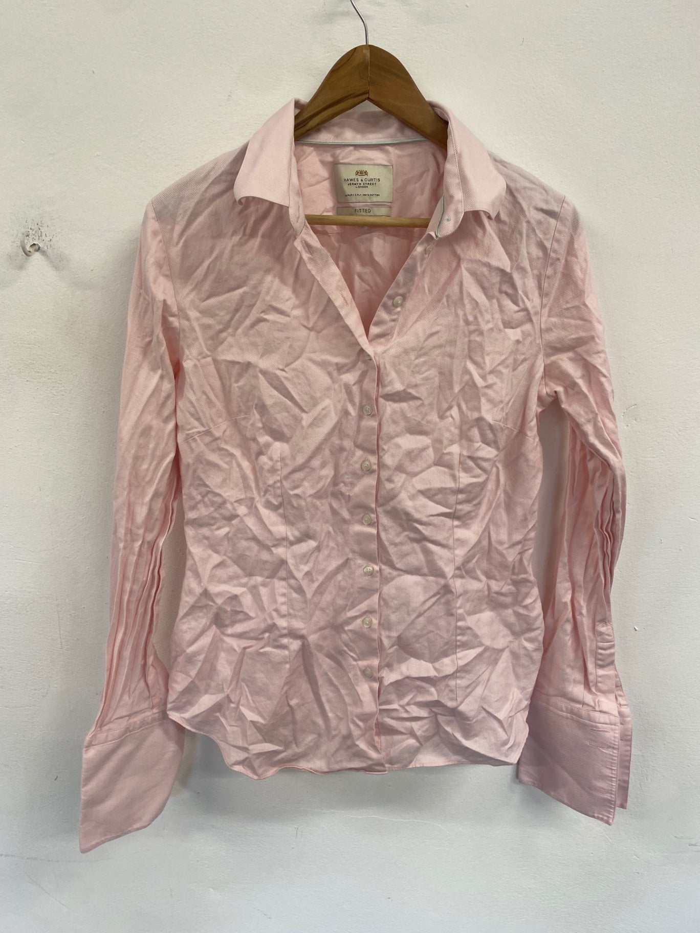 Classic Hawes & Curtis fitted Shirt UK14 Pink KW605