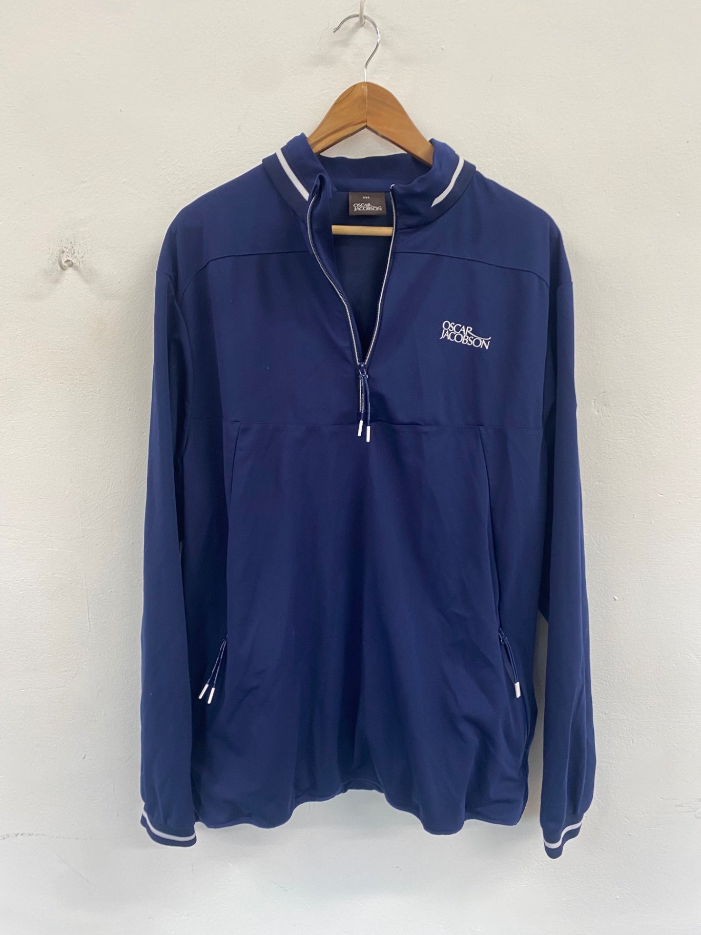 Classic Oscar Jacobson 1/4 zip shell navy Crail golfing society XXL ES609