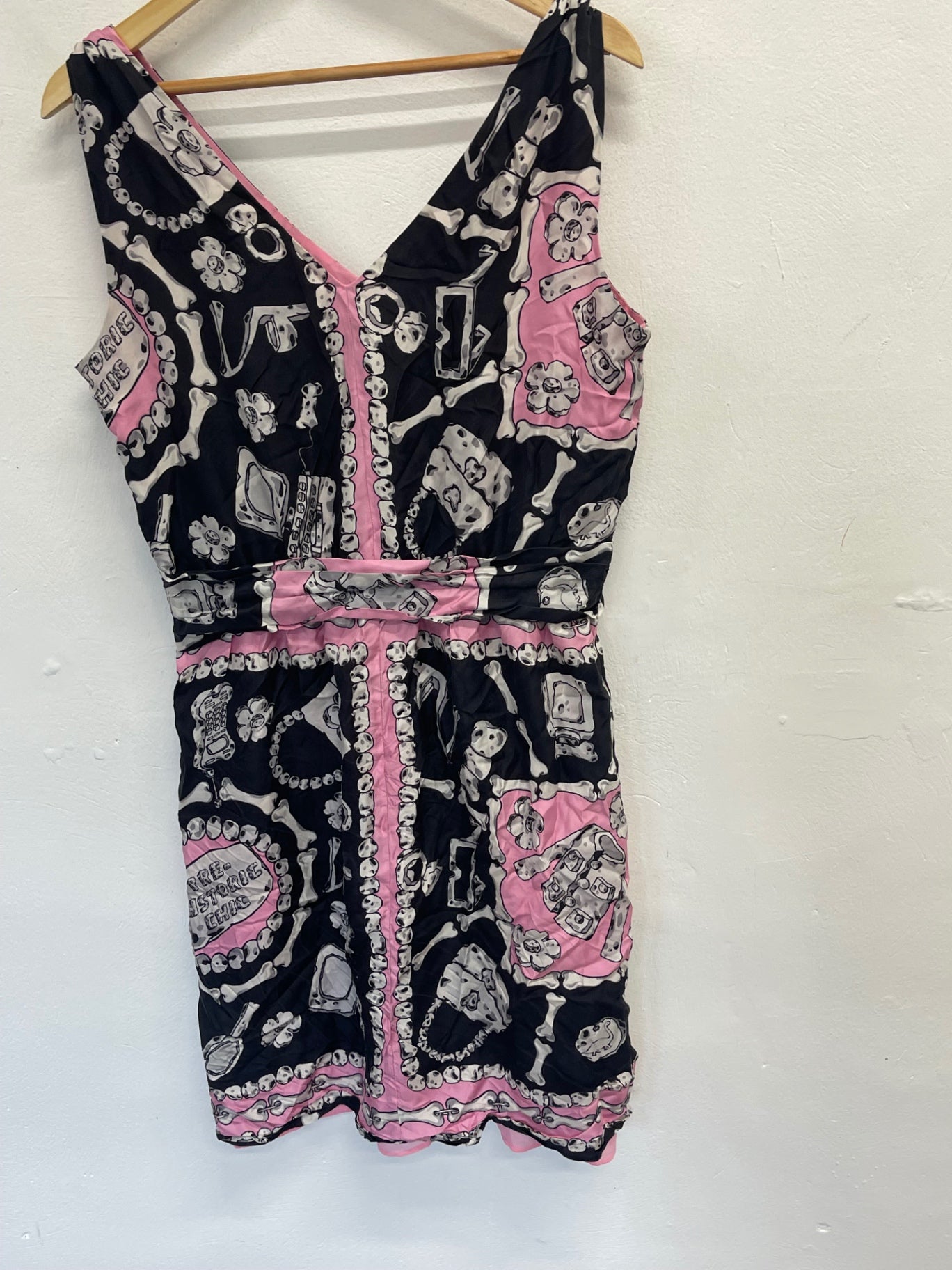 Fabulous Moschino Cheap & Chic prehistoric Silk chic Dress Uk14 Pink KW605